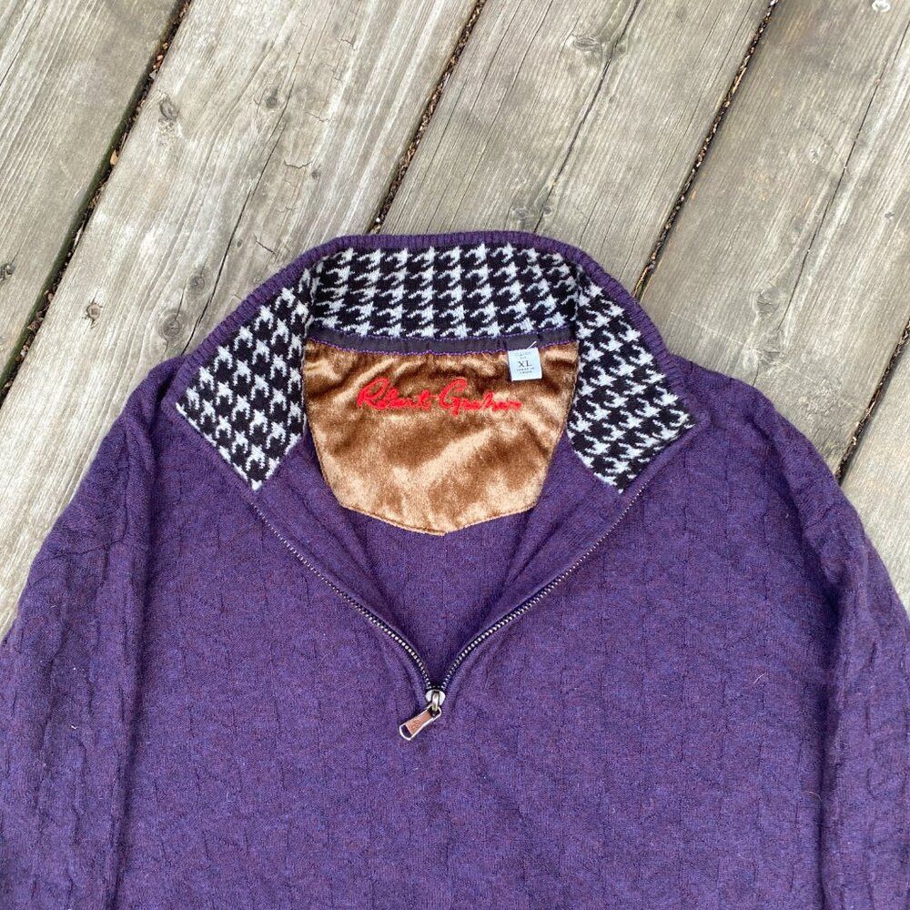 Robert Graham Vintage Robert Graham Stretch Knit 1/4 Zip Pullover 100% Wo Size US XL / EU 56 / 4 - 8 Thumbnail