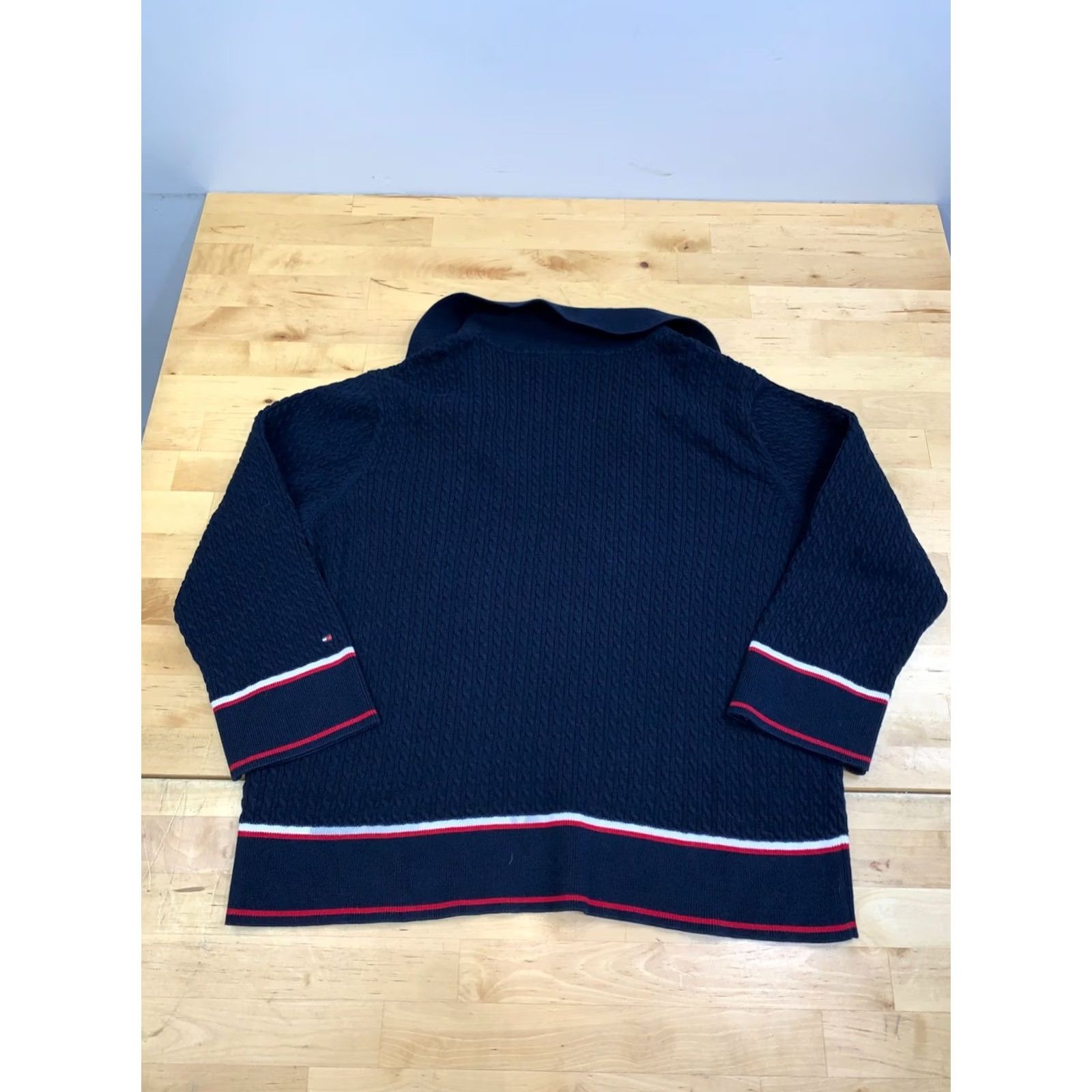 Tommy Hilfiger Tommy Hilfiger Polo Cable Knit Sweater Women XL 3/4 Sleeve Blue Size XL / US 12-14 / IT 48-50 - 6 Thumbnail