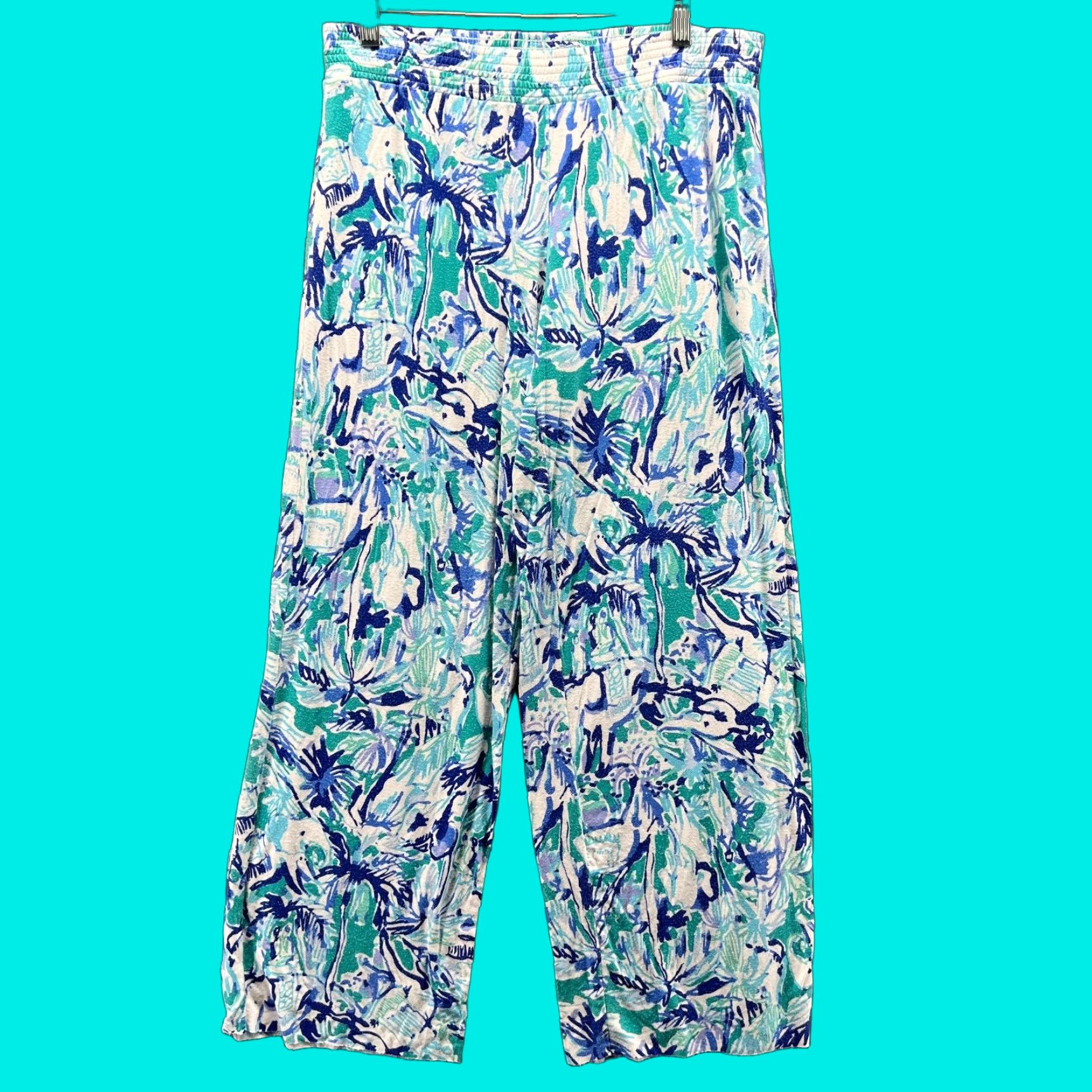 Lilly Pulitzer Lilly Pulitzer Pants Womens Small Blue Abstract White Tropical Floral Wide Leg Shorts? Size 28" / US 6 / IT 42 - 1 Thumbnail