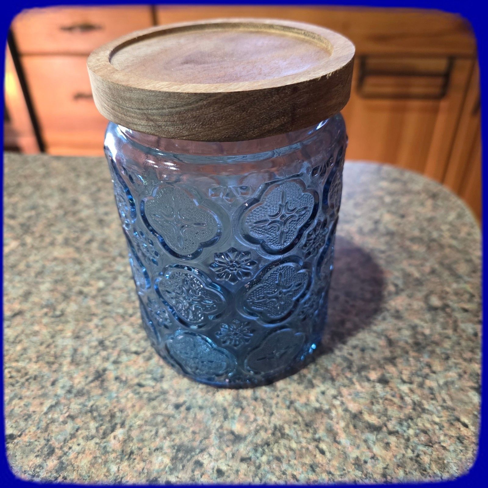 Other Textured Colored Glass Jar Airtight Wooden Lid, 24 Fl Oz Con Size ONE SIZE - 3 Thumbnail