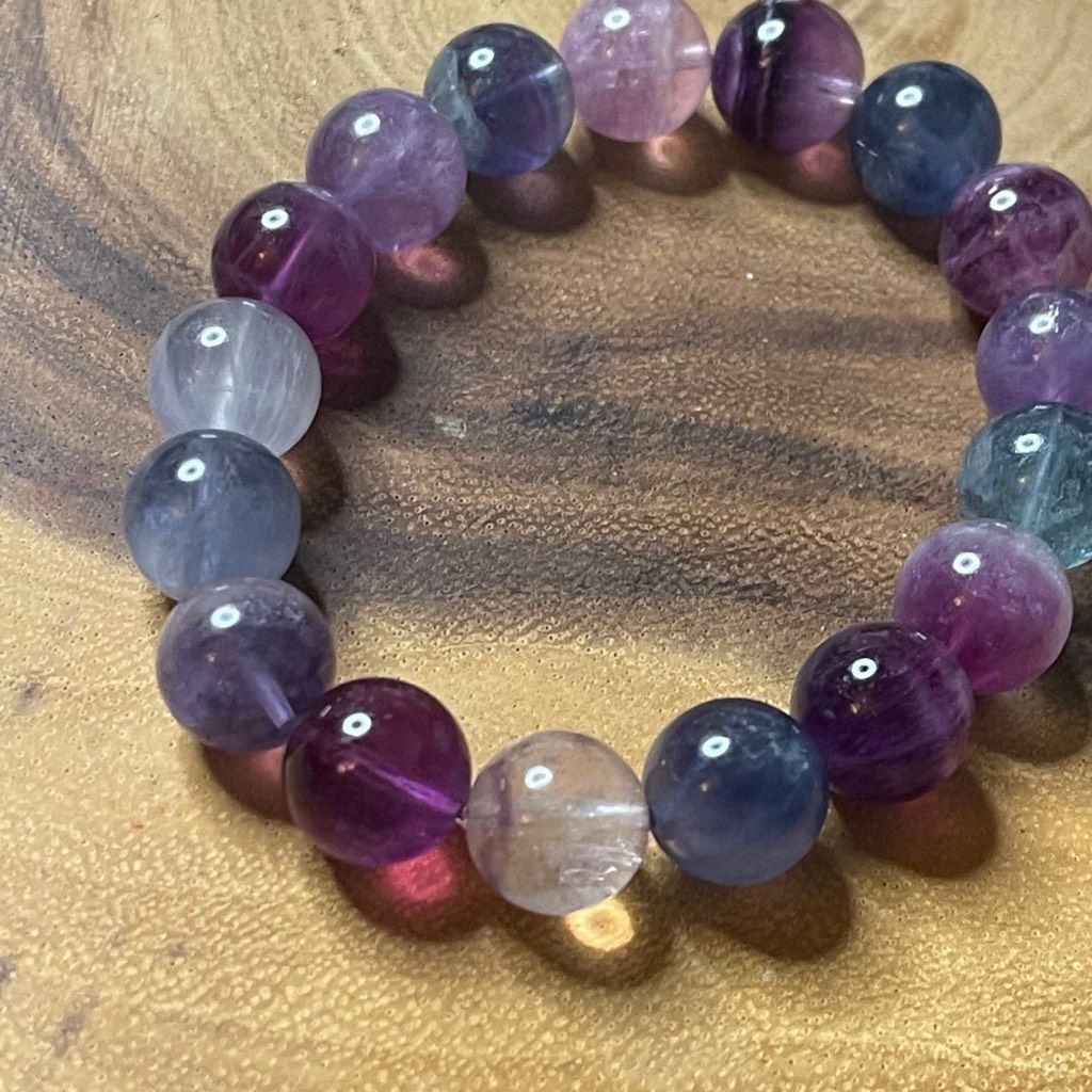 Other Fluorite bracelet striped layers rainbow colors stretch 12mm Size ONE SIZE - 4 Thumbnail