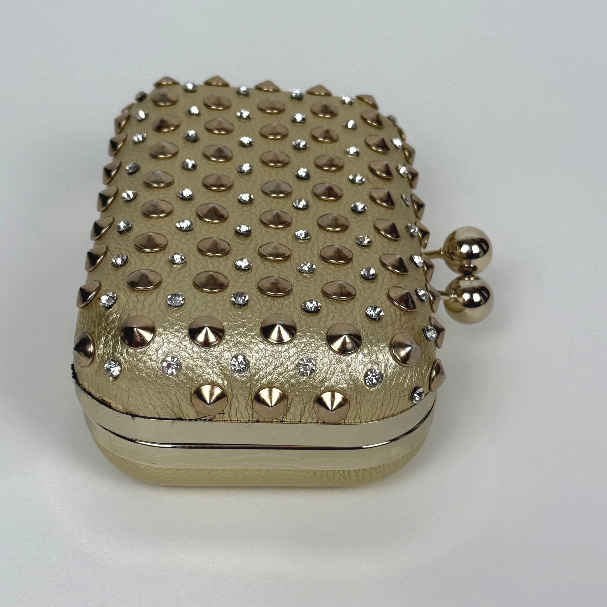 Other Gold Studded Rhinestone Clutch Evening Bag Edgy Sparkly Form Size ONE SIZE - 5 Thumbnail