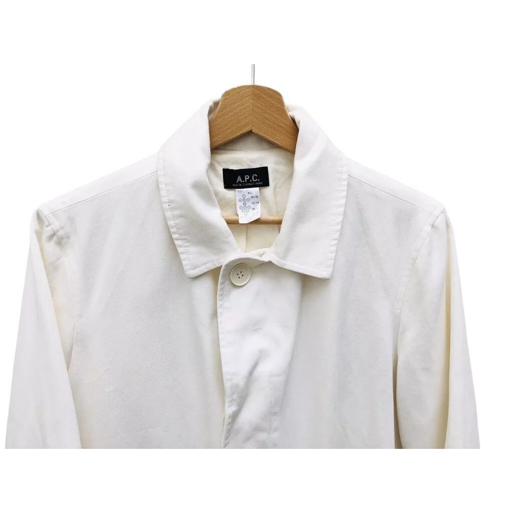 A.P.C. Women Ivory White Mackintosh Coat Size L / US 10 / IT 46 - 2 Thumbnail