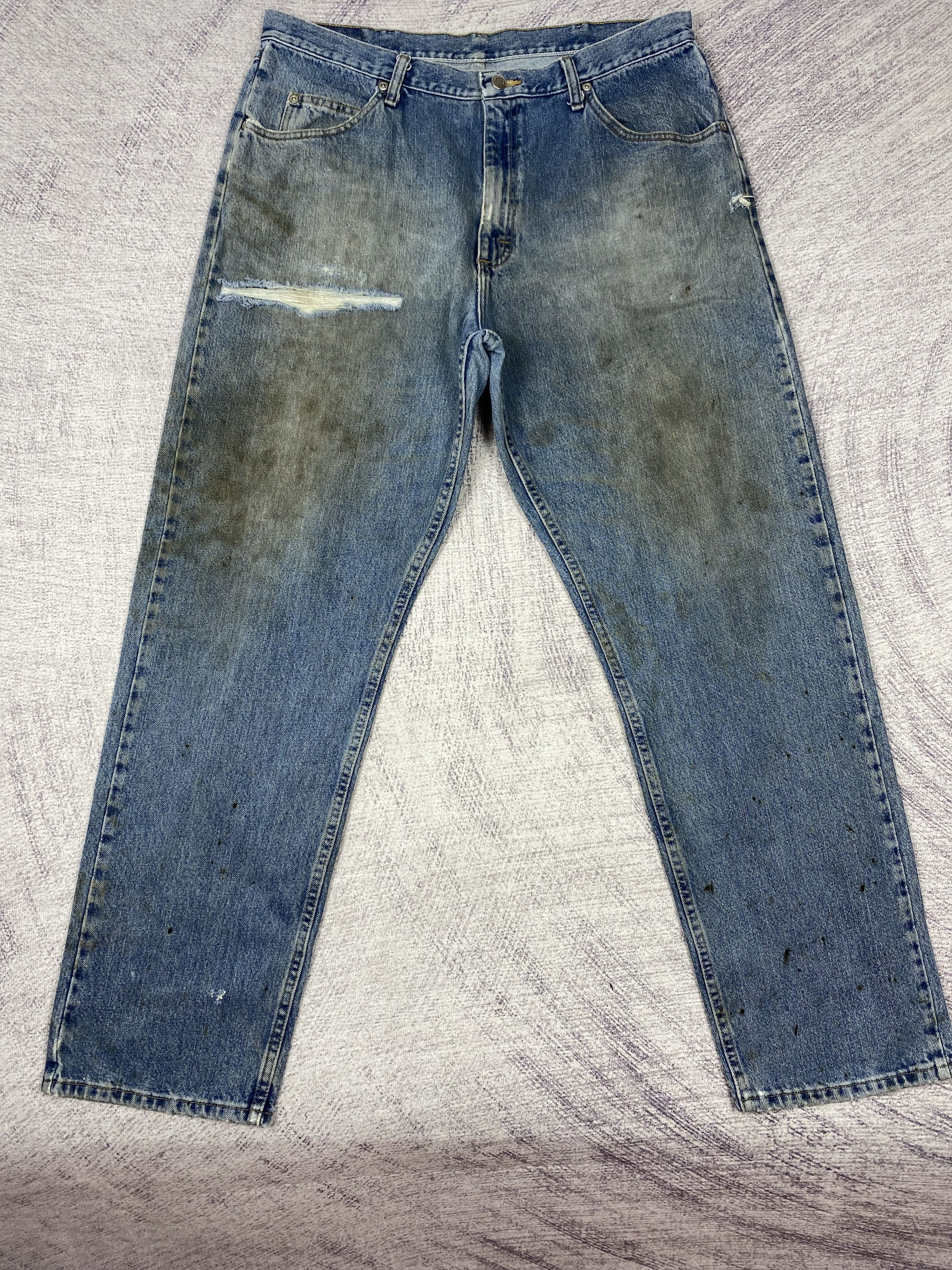 Wrangler Vintage Wrangler Distressed Blue Denim Jeans P0486 Size US 38 / EU 54 - 1 Thumbnail
