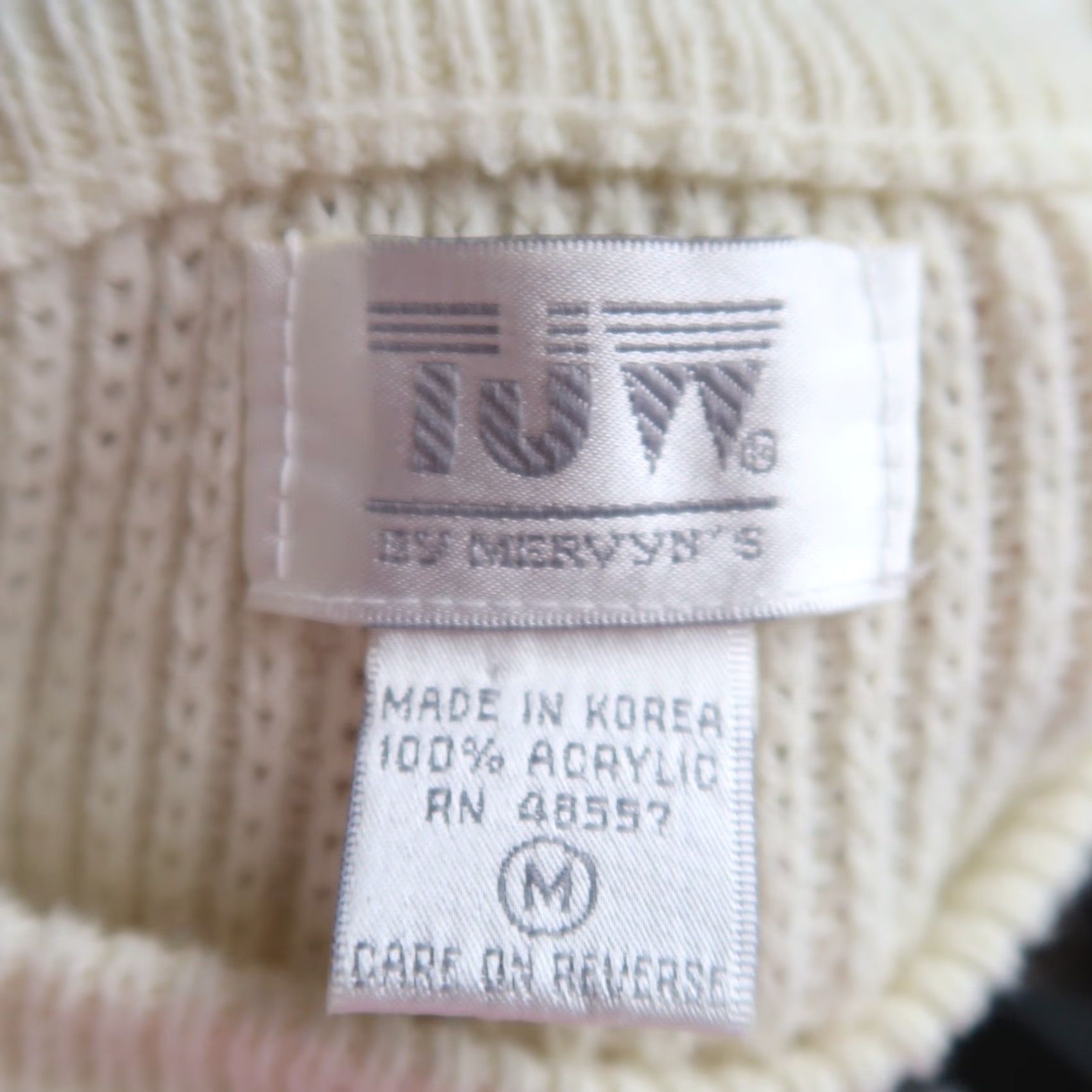Vintage VINTAGE TJW by Mervyn's Cream Rib Knit Pullover Sweater M Winter Fall 80s 90s Womens Crew Neck Long Sleeve Solid Size M / US 6-8 / IT 42-44 - 5 Thumbnail