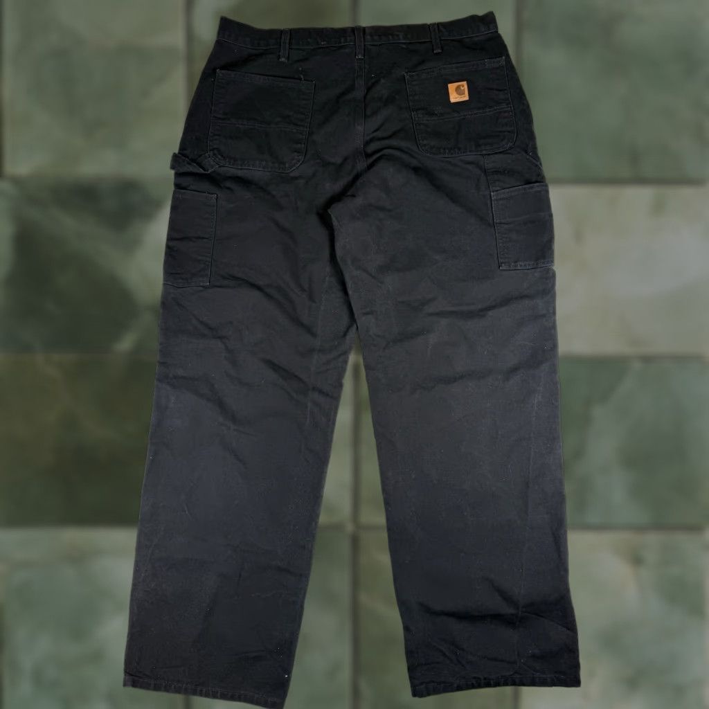 Carhartt VINTAGE Carhartt Pants Mens 40x34 Carpenter Black Distressed Canvas 34 Inseam Workwear Straight Mens USA Carpentry 40 34 Black Size US 37 - 1 Thumbnail