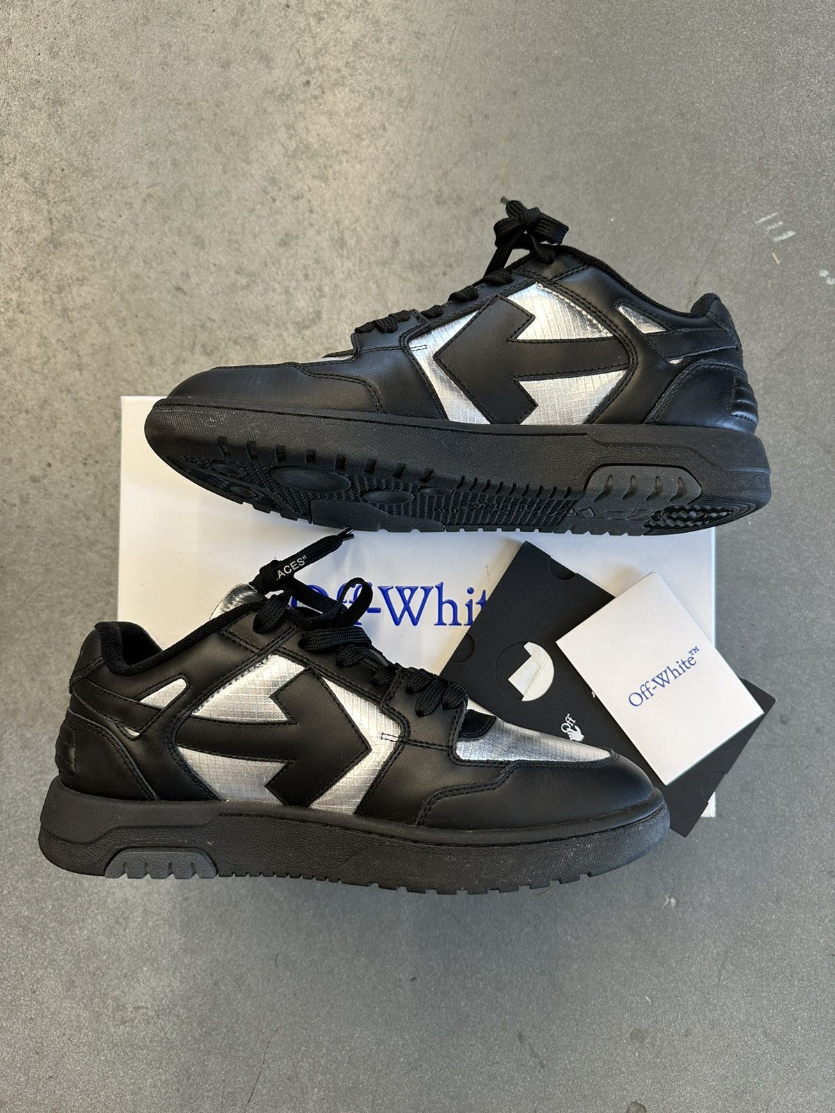 Off-White SS23 Off-White Slim Out Of Office Black/Silver Sneakers 41 Size US 9 / EU 42 - 3 Thumbnail