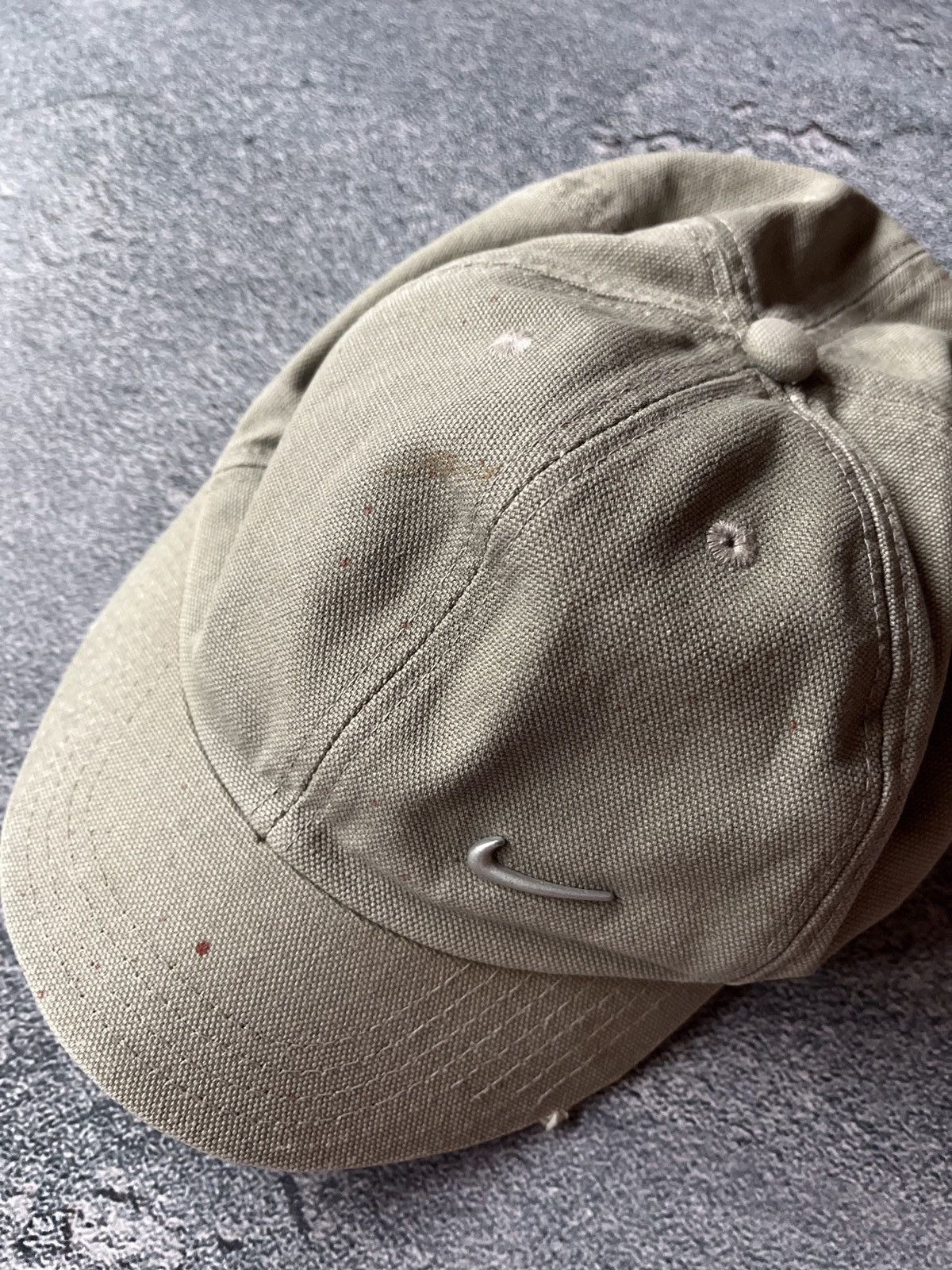 Nike × Vintage Vintage Nike Metal Swoosh Cap Dad Hat 90s like drill Size ONE SIZE - 7 Thumbnail