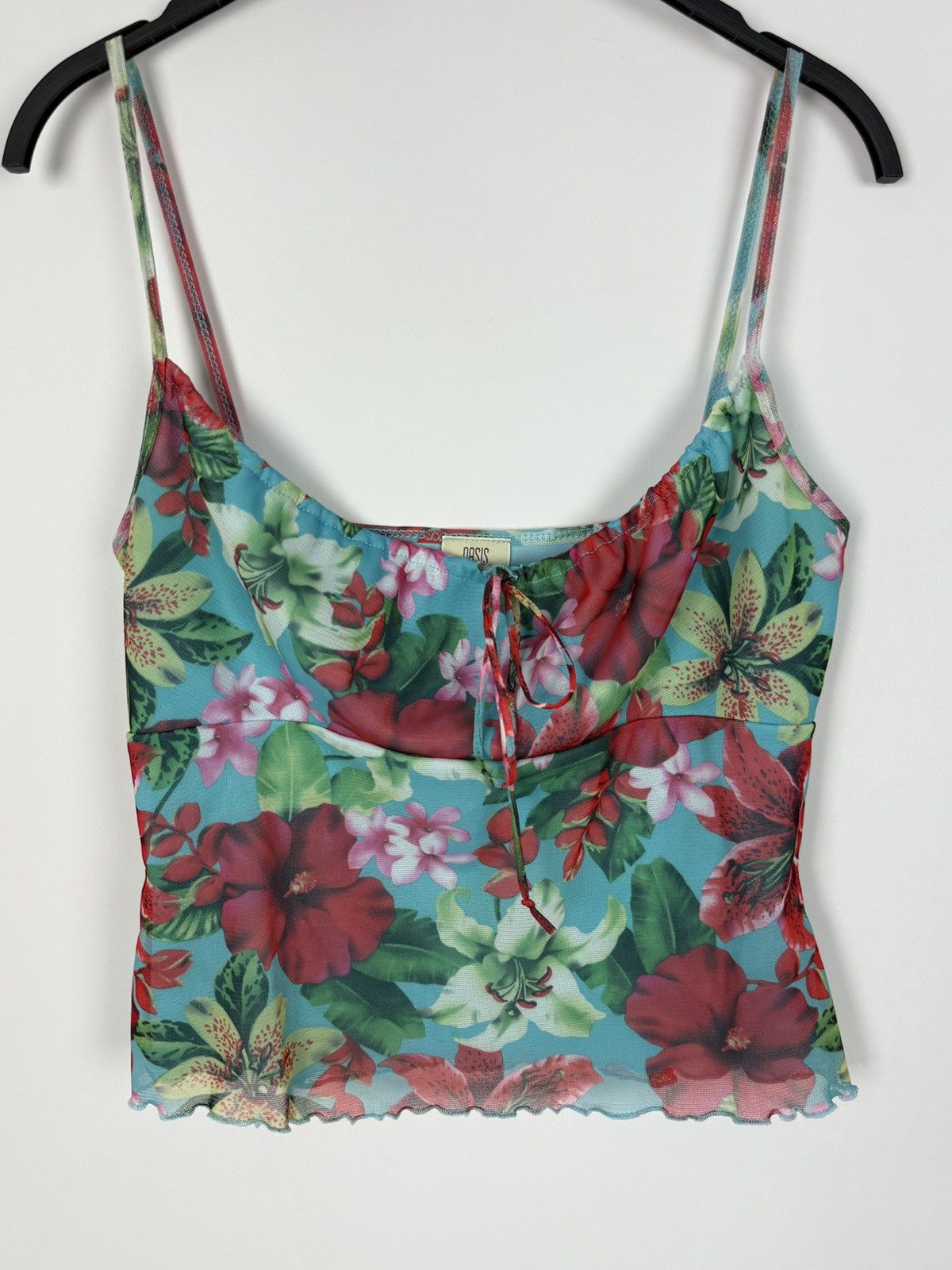 Vintage Y2K Vintage Oasis Hawaiian Floral Halter Cami Mesh Top Size M / US 6-8 / IT 42-44 - 3 Thumbnail