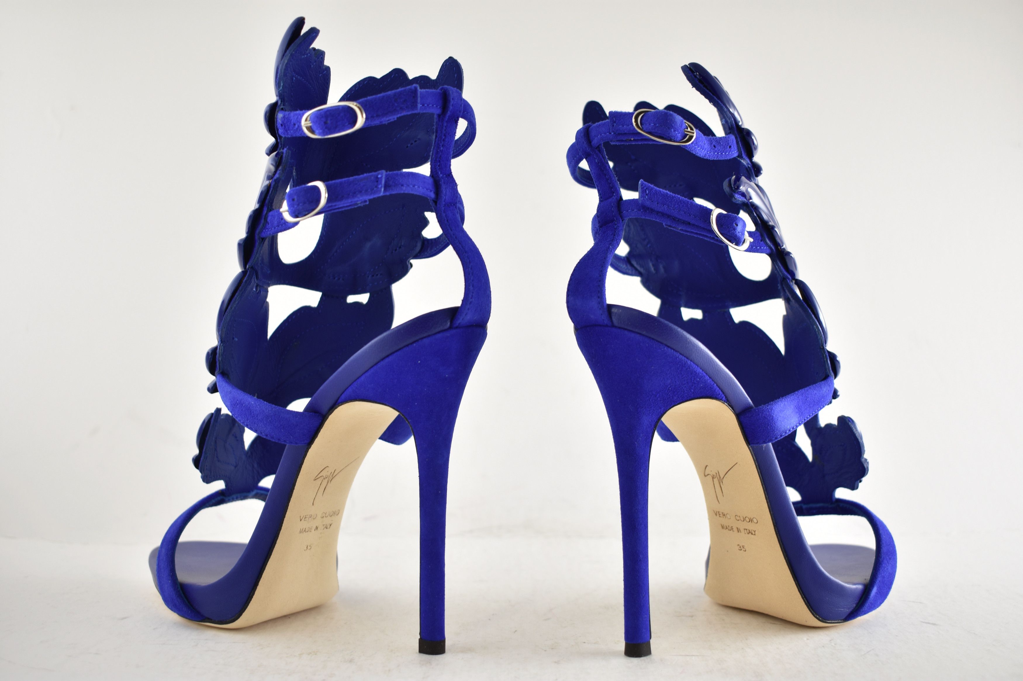 Giuseppe Zanotti Cruel Summer 110 Blue Setter Wing Strap Sandal Heel Pump 35 Size US 5 / IT 35 - 13 Thumbnail