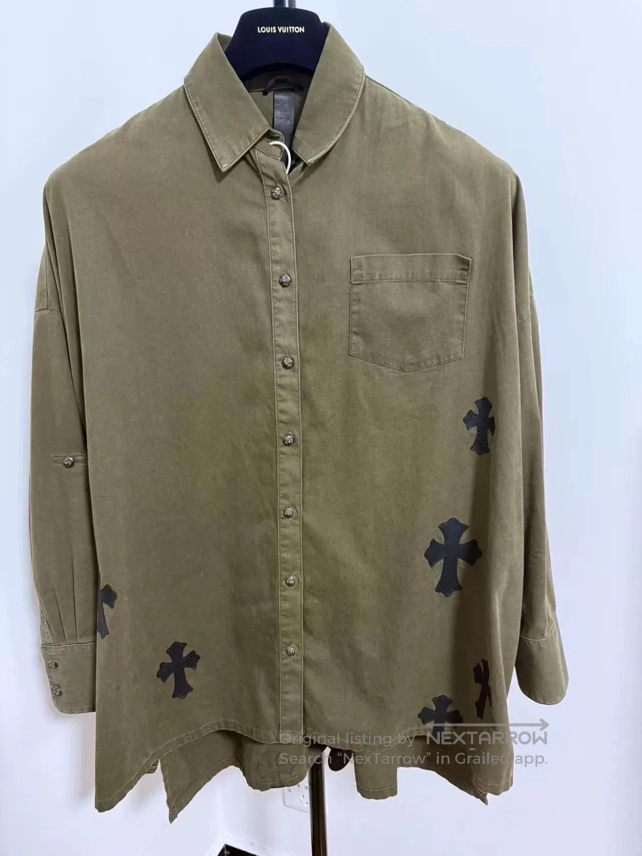 Chrome Hearts Chrome Hearts Army Green Batwing Sleeve Shirt. Size M / US 6-8 / IT 42-44 - 1 Thumbnail