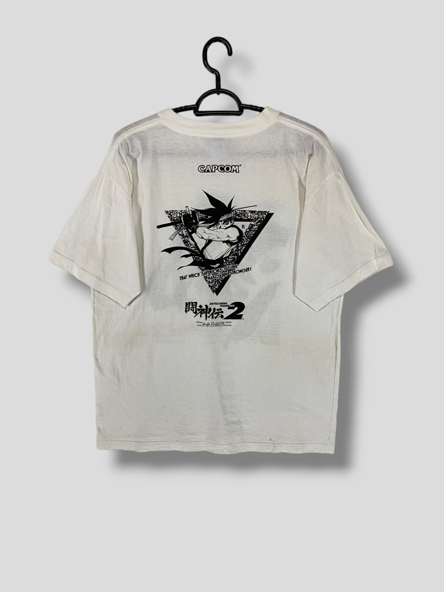 image of Playstation x Thrifted Vintage 90's Battle Arena Toshinden 2 Video Games Tshirt in White (Size Medi