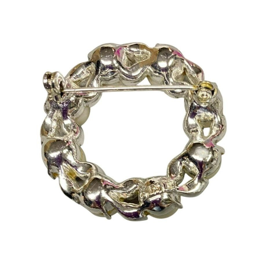 Other Vintage Signed Lisner Faux Pearl & Rhinestone Circle Brooch Size ONE SIZE - 3 Thumbnail