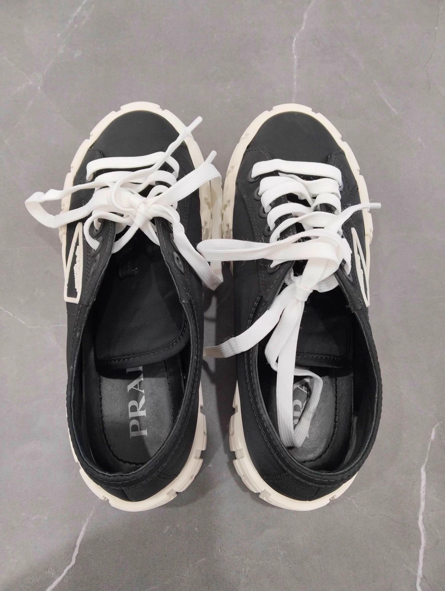 Prada Prada Black White Nylon Cracker Platform 35 Size US 4 / IT 34 - 6 Thumbnail