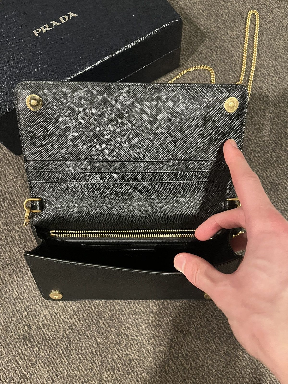 Prada Black Saffiano Leather Wallet On Chain Size ONE SIZE - 5 Thumbnail