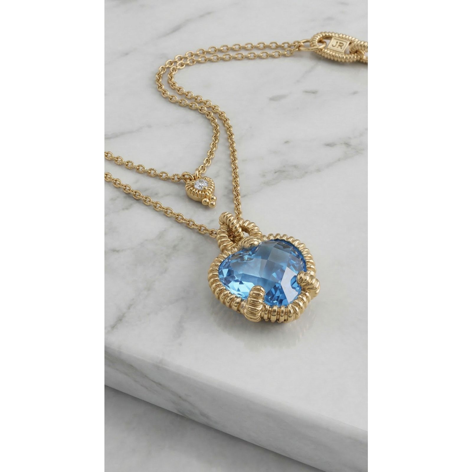 Judith Ripka Judith Ripka Blue Heart Chain Sterling Silver Necklace Size ONE SIZE - 1 Thumbnail