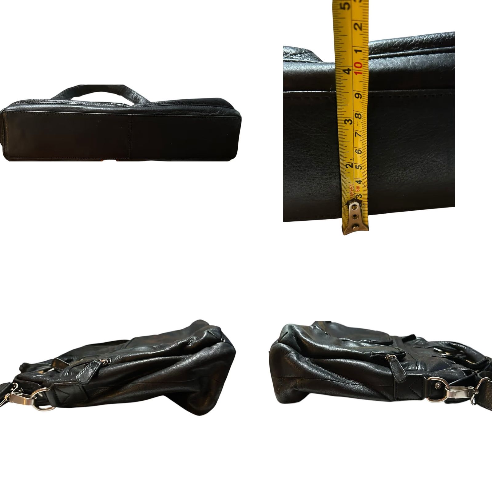 Revenge Levenger Black Leather Laptop Messenger Bag Briefcase Crossbody Travel Carry On - Women Large 15in Strap Pebbled Zip Size ONE SIZE - 8 Thumbnail