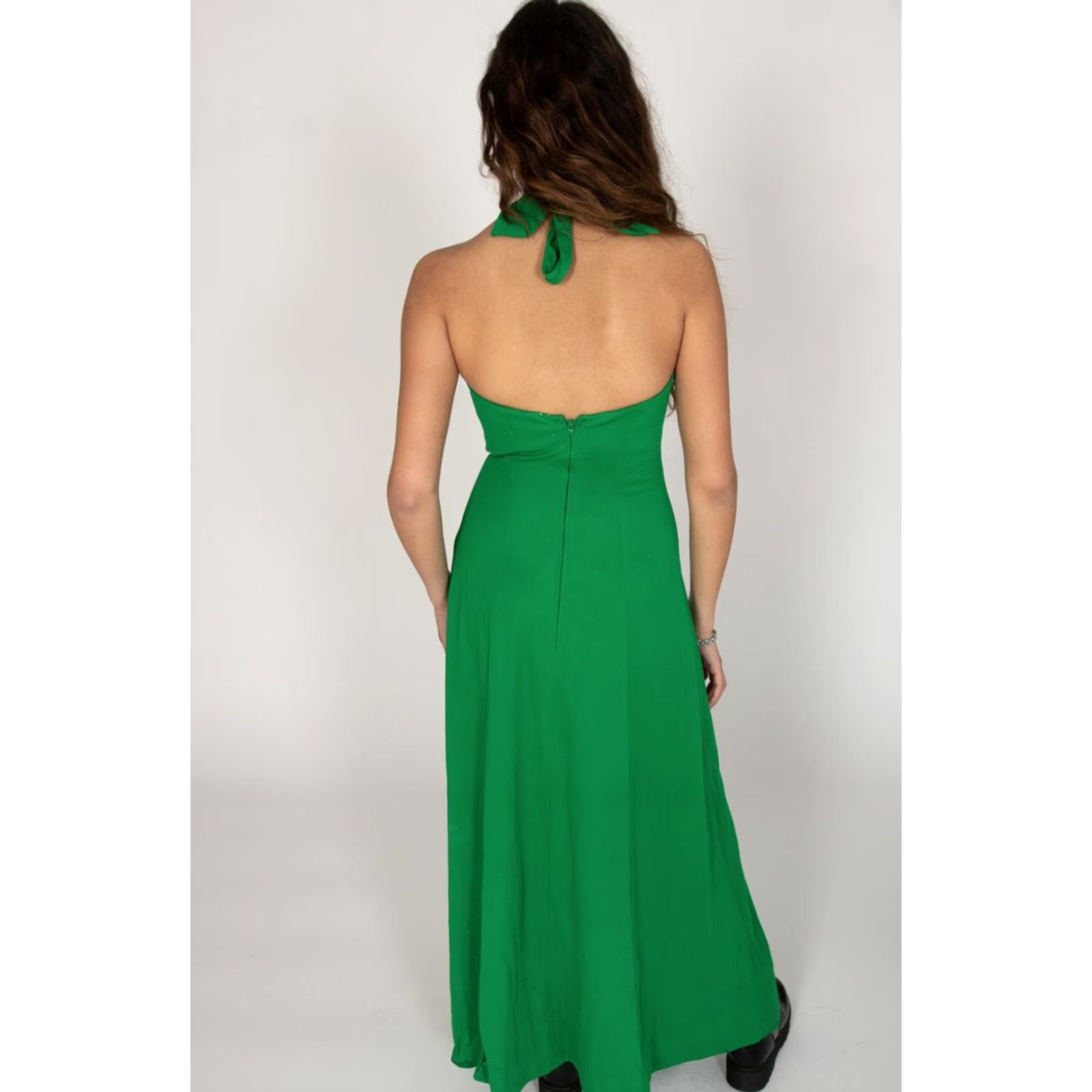 Vintage VINTAGE Jack Hartley Inc Green Tie Halter Dress Small Party Prom Gown Size S / US 4 / IT 40 - 4 Thumbnail