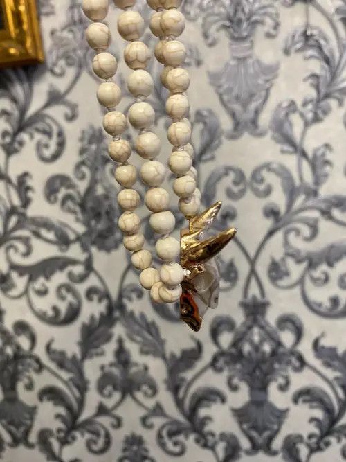 Jewelry White Bohemian Bull Head Pendant , Beads Necklace Size ONE SIZE - 3 Thumbnail