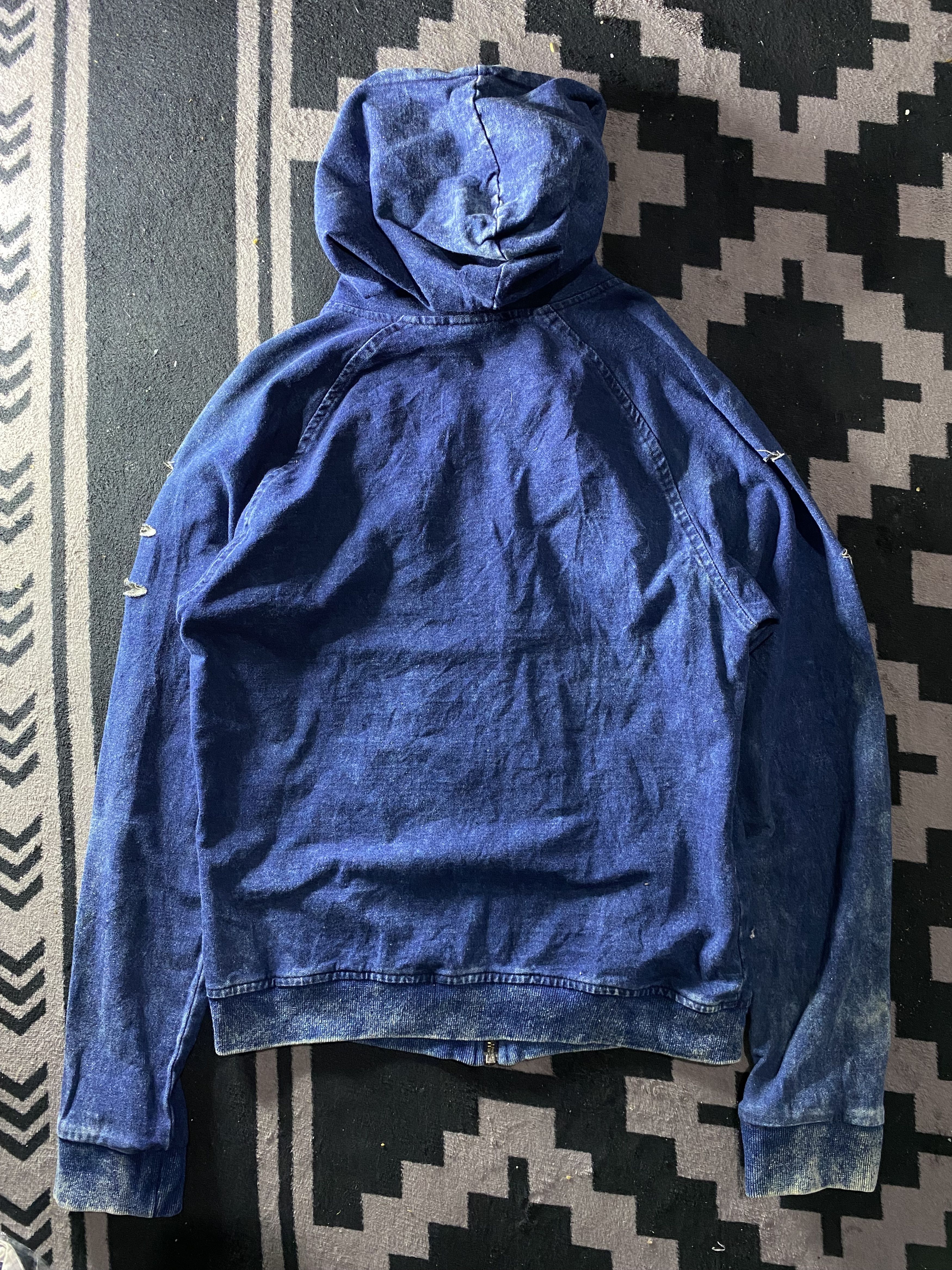 PPFM Vintage old army distressed washed denim zip hoodie Size US M / EU 48-50 / 2 - 6 Thumbnail