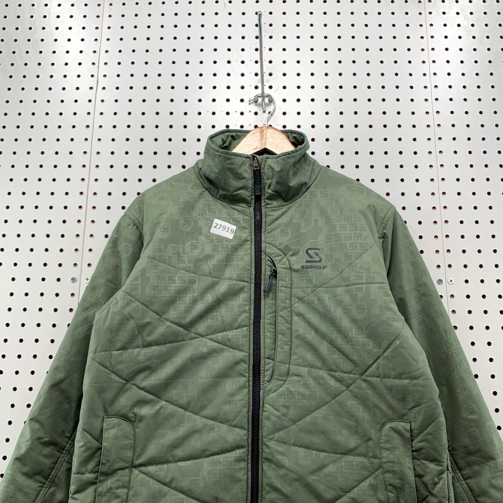 Spell VINTAGE Sims Jacket Green Full Zip Bomber Nylon Men's Medium 90s Spell Out AOP Size US M / EU 48-50 / 2 - 5 Thumbnail