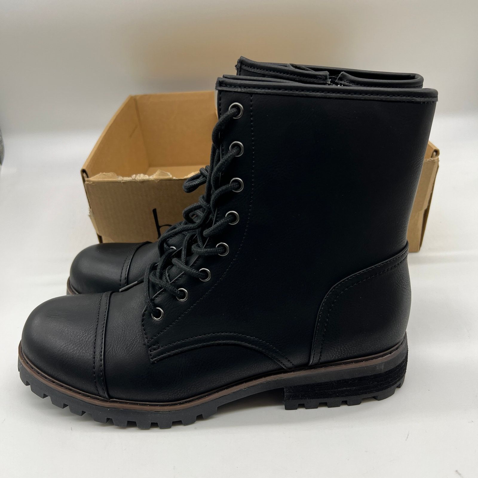 Other B.O.C Combat Boots Women's 9.5 M Black Faux Leather Boots Size US 9.5 / IT 39.5 - 2 Thumbnail