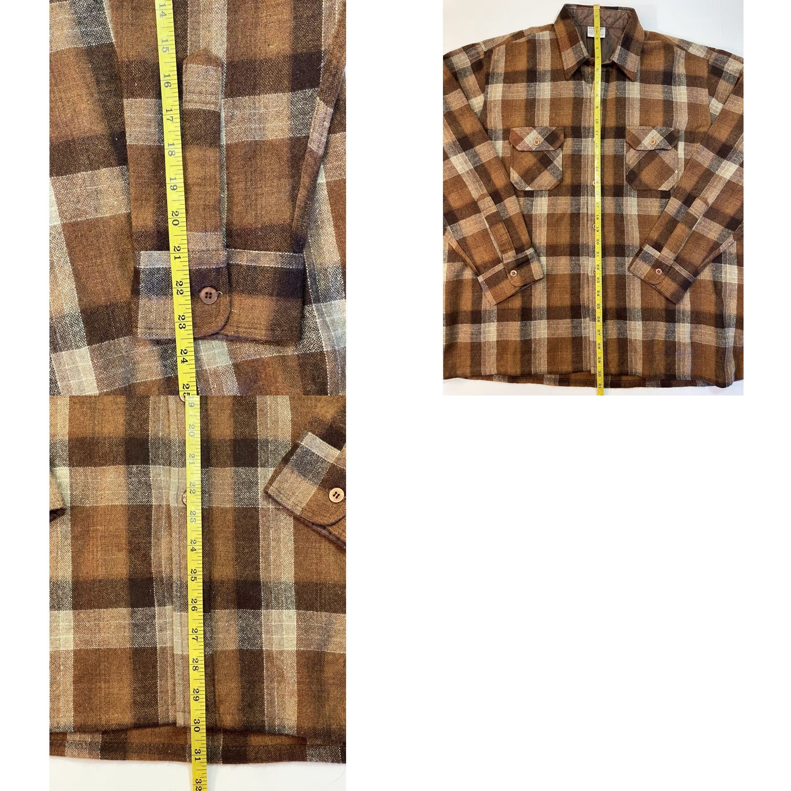 Vintage VINTAGE Craig Noble Wool Flannel Button-Up Shirt XL Brown Plaid 70s 80s Mens Size US XL / EU 56 / 4 - 8 Thumbnail