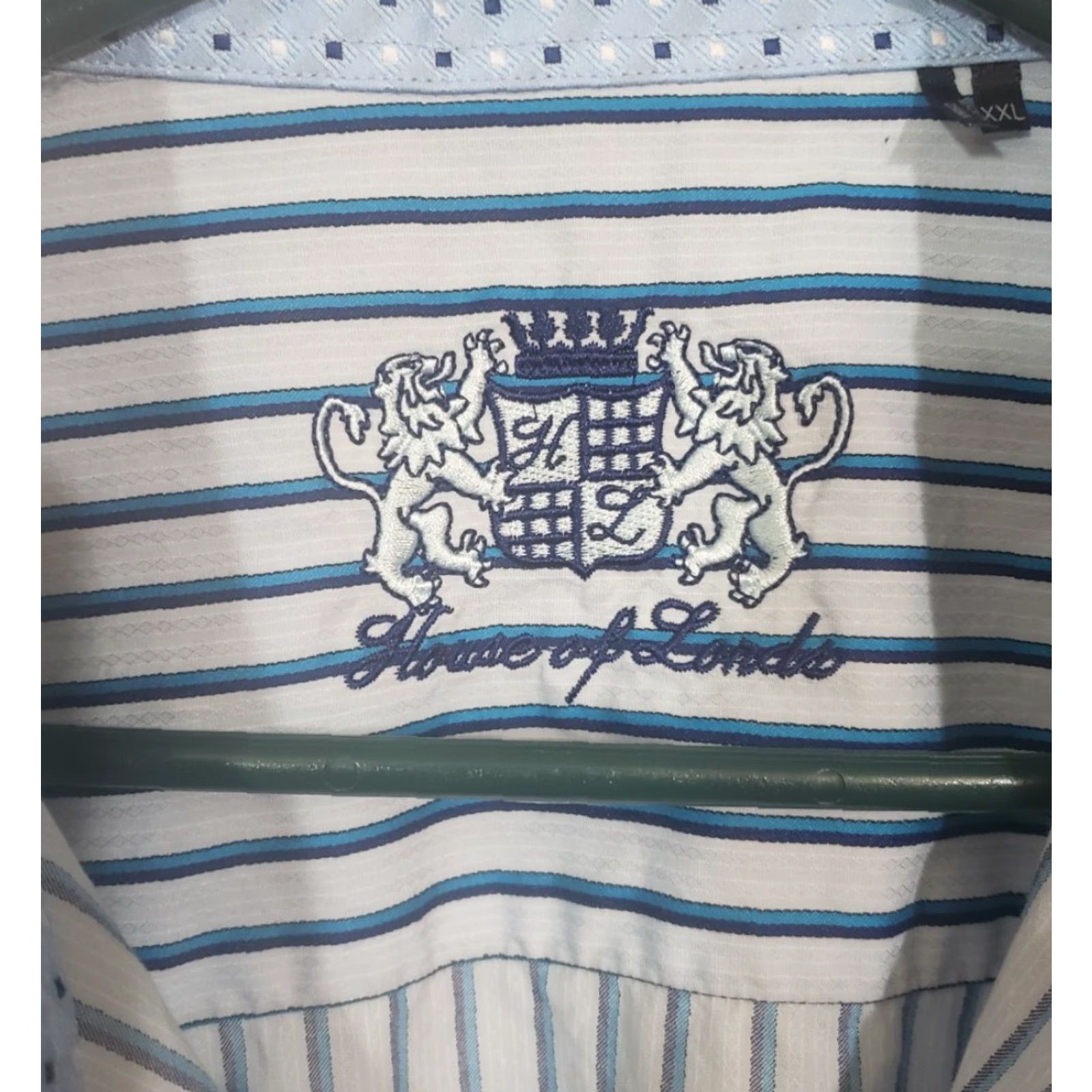 Vintage Mens House of Lords Striped Casual Shirt White Blue Premium Cotton XXL Shirt Mens 2XL Casual Button-Up Cotton White Blue Size US XXL / EU 58 / 5 - 4 Thumbnail