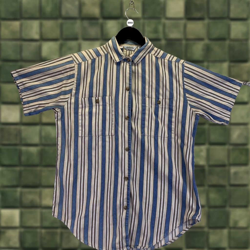 Gotcha VINTAGE 1990s Gotcha Covered Unisex Adult Striped Canvas Button Front Shirt-8860 Size US S / EU 44-46 / 1 - 1 Thumbnail