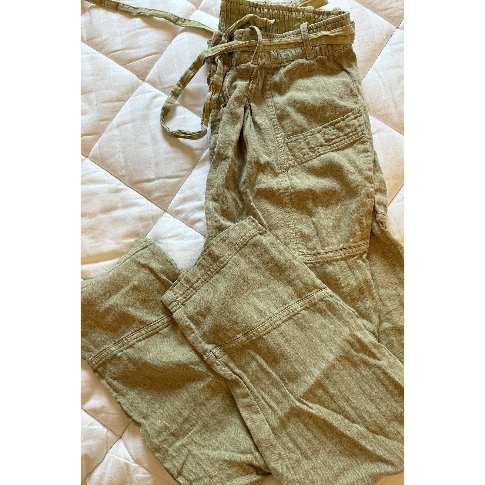 Free People Free People Linen Cotton Cargo Button-Fly Pants Relaxed Size 26" / US 2 / IT 38 - 5 Thumbnail