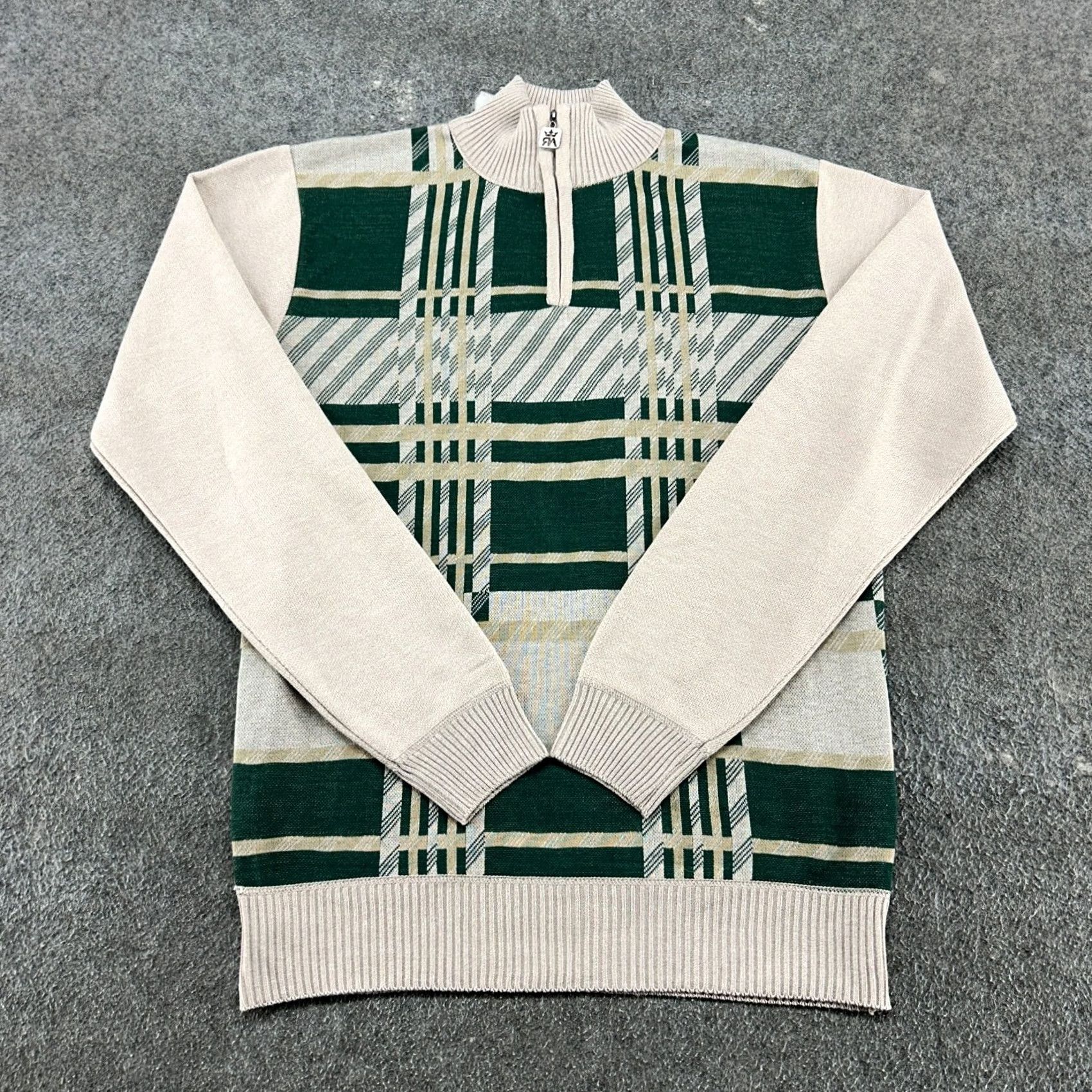 Vintage VINTAGE Red Ape Sweater Mens M Beige Green 1/4 Zip Pullover Skater Plaid Y2K Size US M / EU 48-50 / 2 - 2 Thumbnail