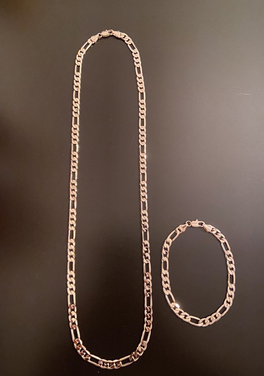 Other Gold Chain Figaro Necklace And Matching Bracelet Set Size ONE SIZE - 1 Thumbnail