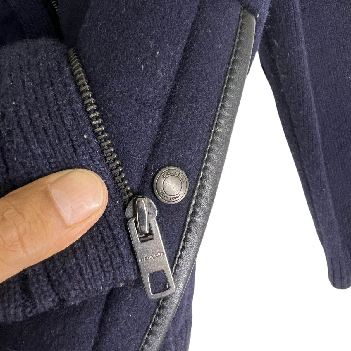 Coach 🔥 Coach Navy Blue Knit Sleeve Hoodie Jacket Size US M / EU 48-50 / 2 - 11 Thumbnail