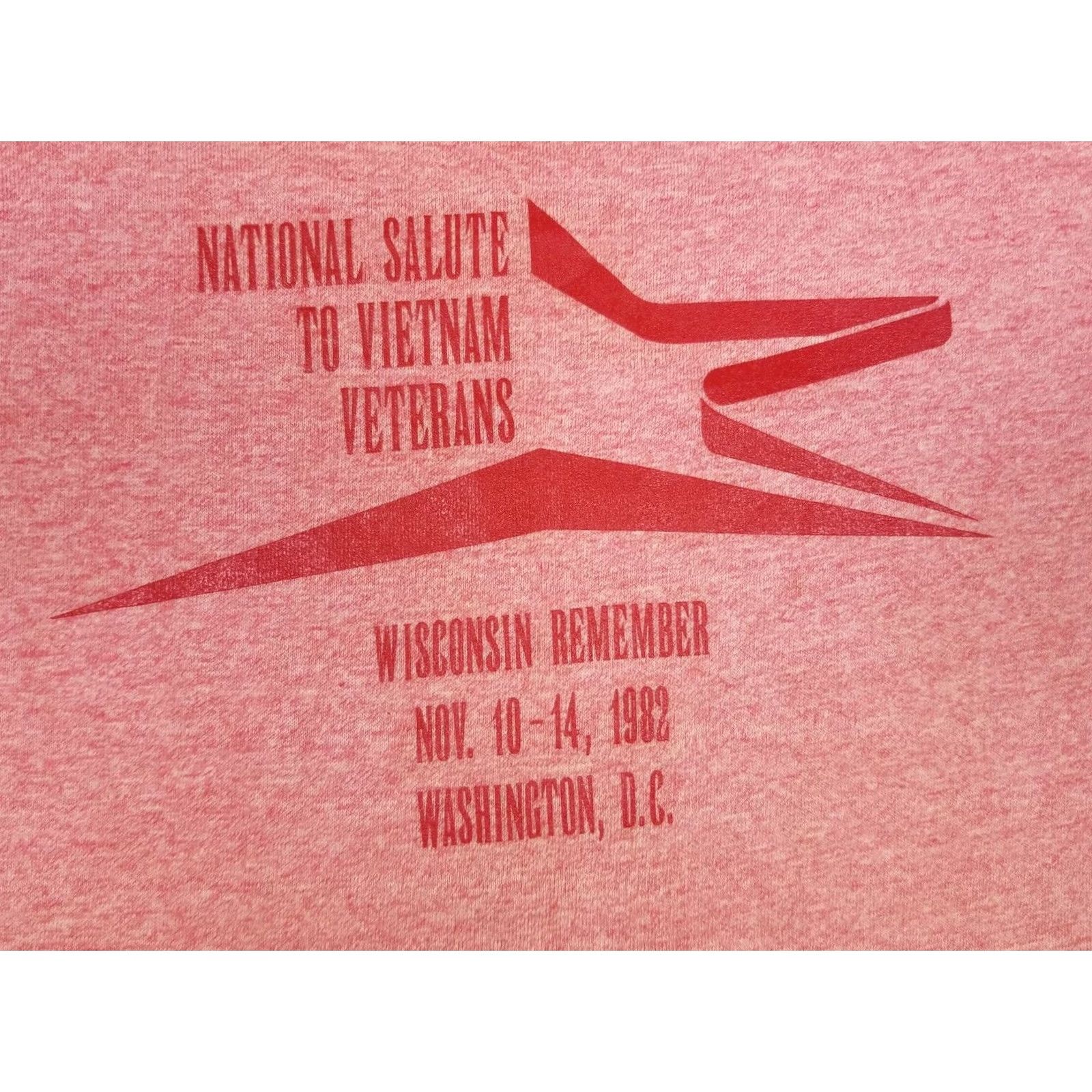 Vintage VINTAGE 1982 NATIONAL SALUTE TO VIETNAM VETERANS T-SHIRT SZ LARGE RED RINGER Mens Size US L / EU 52-54 / 3 - 2 Thumbnail