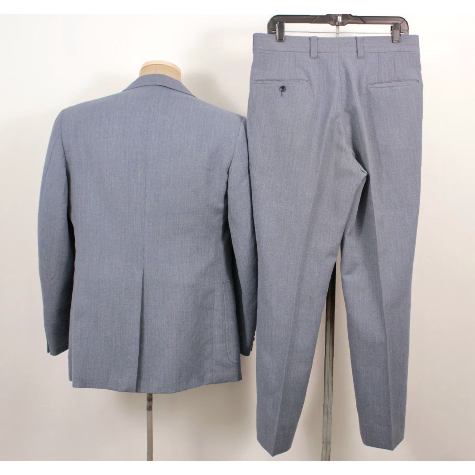 Vintage VINTAGE Mens VTG 70s 2 PC Blue/Grey Leisure Suit Sz M 1970s Disco Polyester Mens Size 40R - 2 Thumbnail