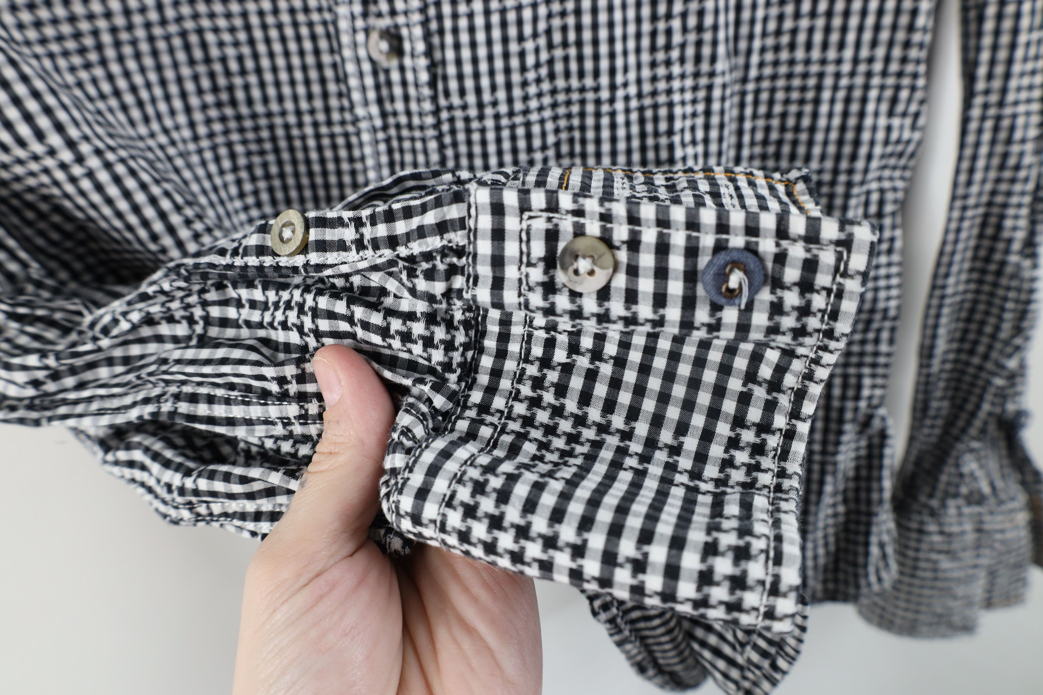 Hugo Boss × Vintage Hugo Boss Houndstooth Checkered Collared Button Shirt Black Size US S / EU 44-46 / 1 - 5 Thumbnail