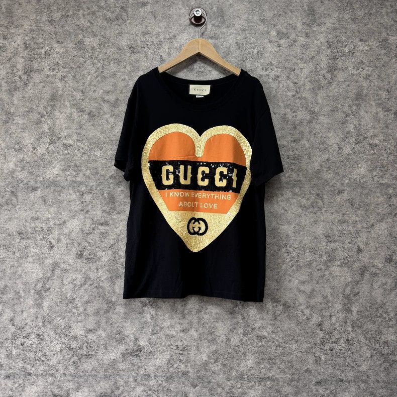 Gucci Sequin love logo short-sleeved T-shirt