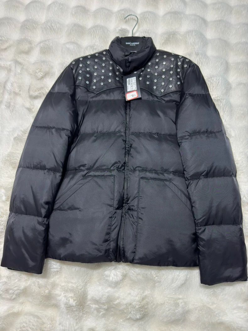 saint Laurent paris14 New Rivet Patchwork Leather Down Jac