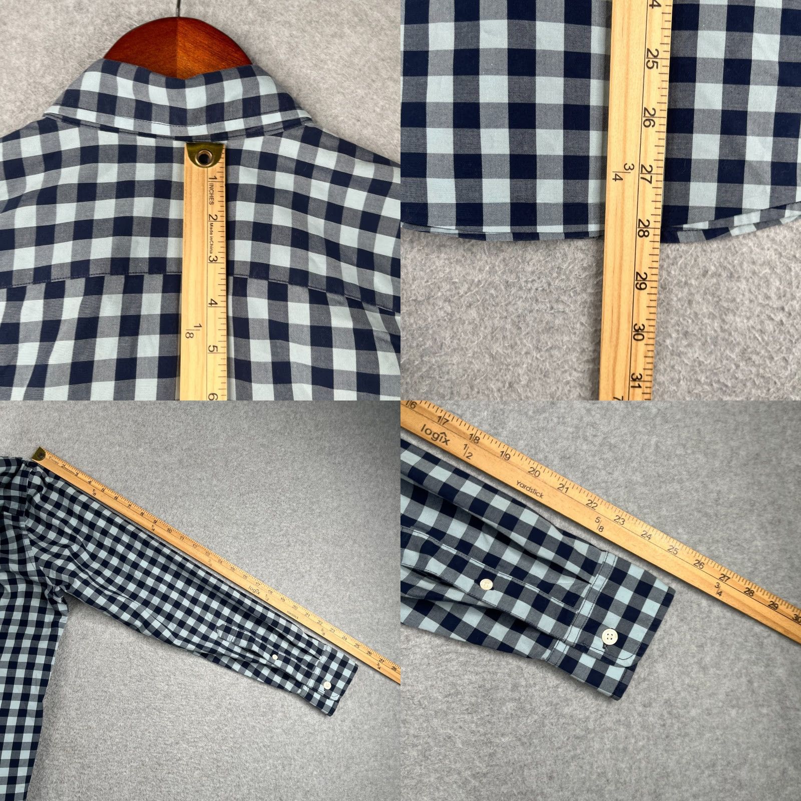 Abercrombie & Fitch Abercrombie & Fitch Shirt Medium Navy Check Casual Button-Up Long Sleeve Mens Size US M / EU 48-50 / 2 - 8 Thumbnail