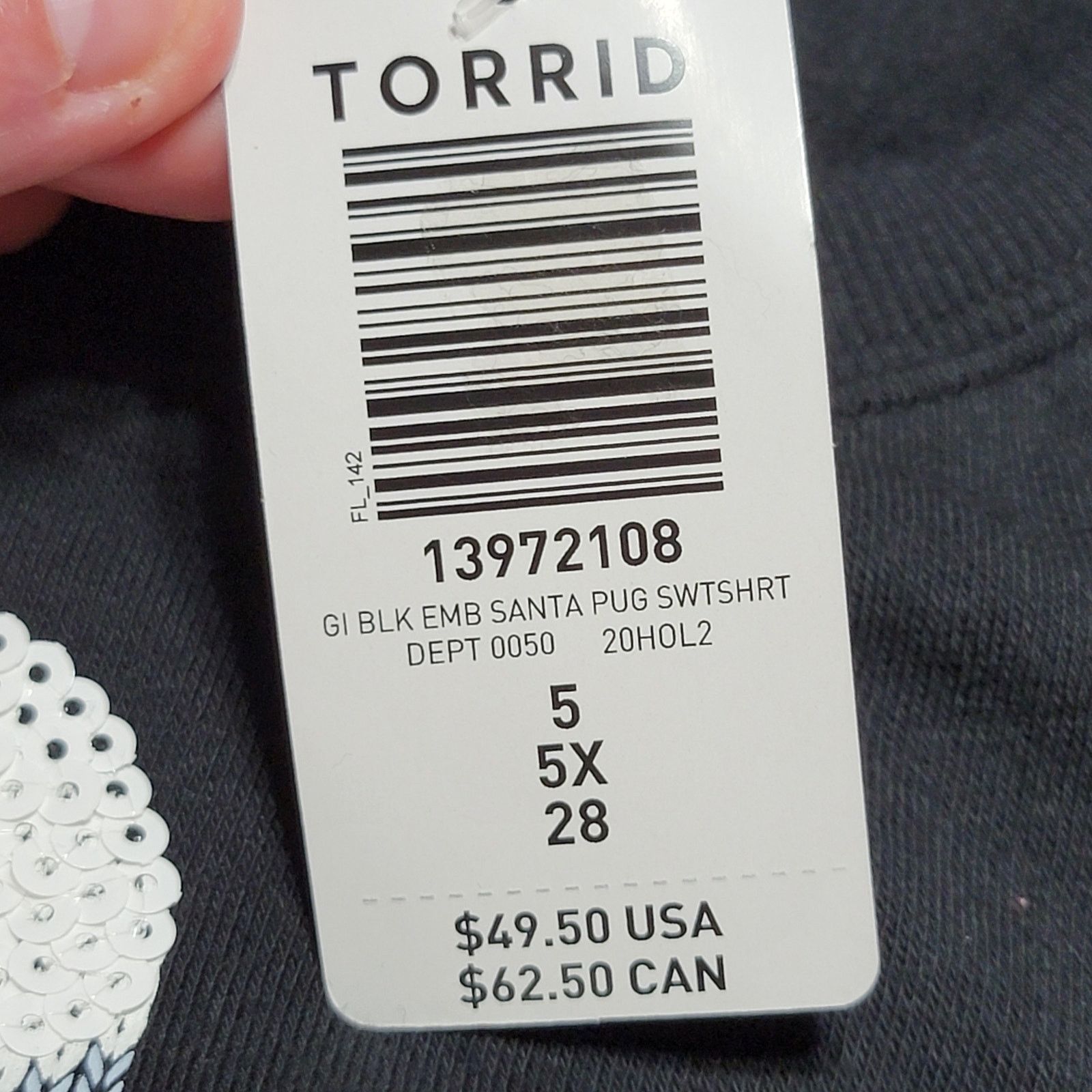 Other Torrid LS Black Christmas Sweatshirt Sequin Pug - Size 5 NWT Size 4XL / US 24-26 - 6 Thumbnail