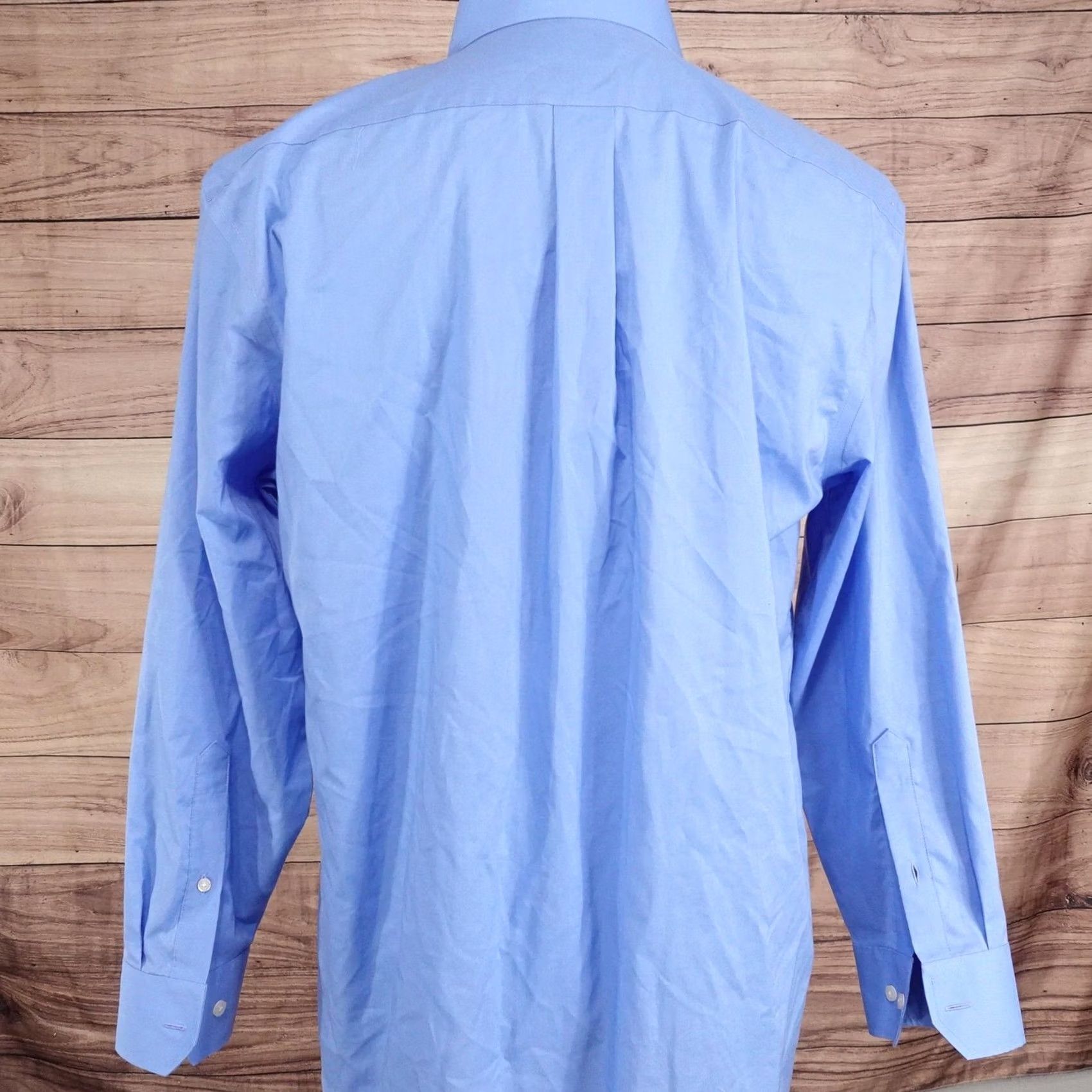 Stafford Stafford Dress Shirt Blue Regular 16.5 32/33 Easy Care Travel Broadcloth Men Shirt Size 46R - 4 Thumbnail