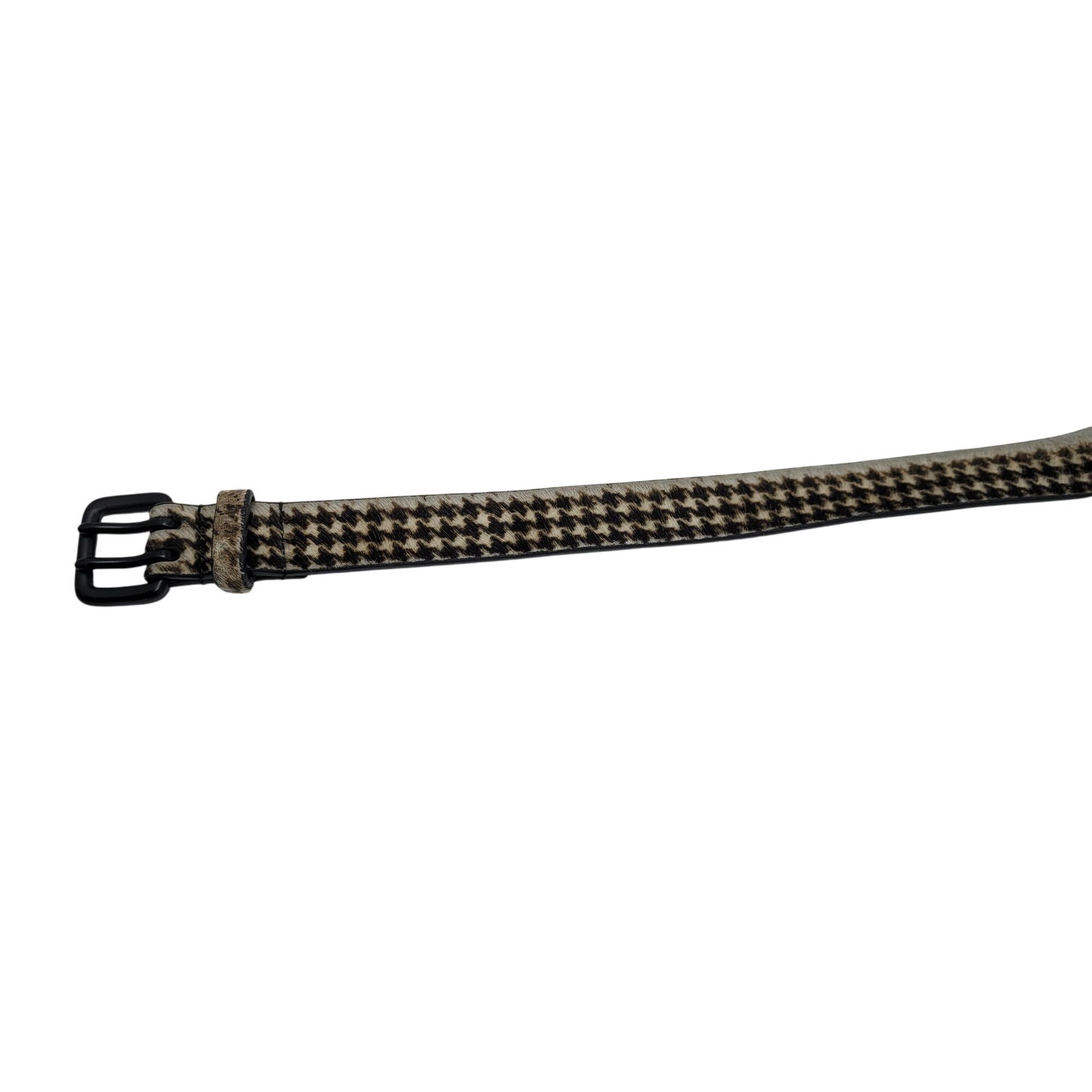 Nanette Lepore Nanette Lepore Houndstooth Gingham Genuine Leather Fur Belt Size ONE SIZE - 9 Thumbnail