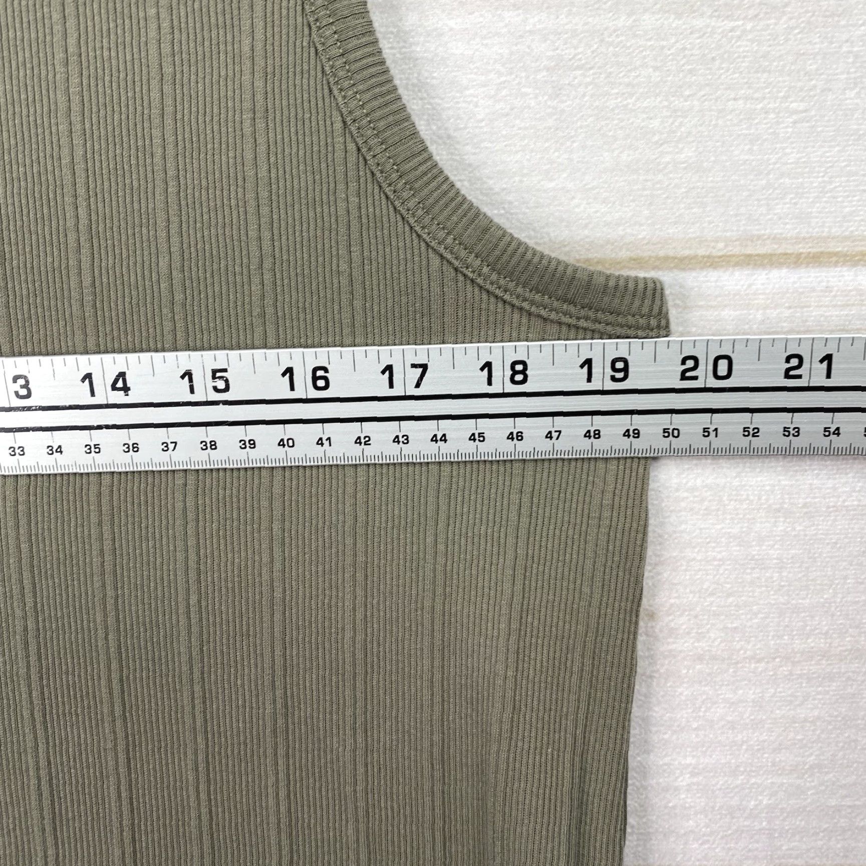 Abercrombie & Fitch Abercrombie & Fitch Tank Top Womens L Olive Green Ribbed Relaxed Fit 90s Casual Cotton Blend Knit Sleeveless Scoop Neck Strappy Sleeve Short Size L / US 10 / IT 46 - 5 Thumbnail