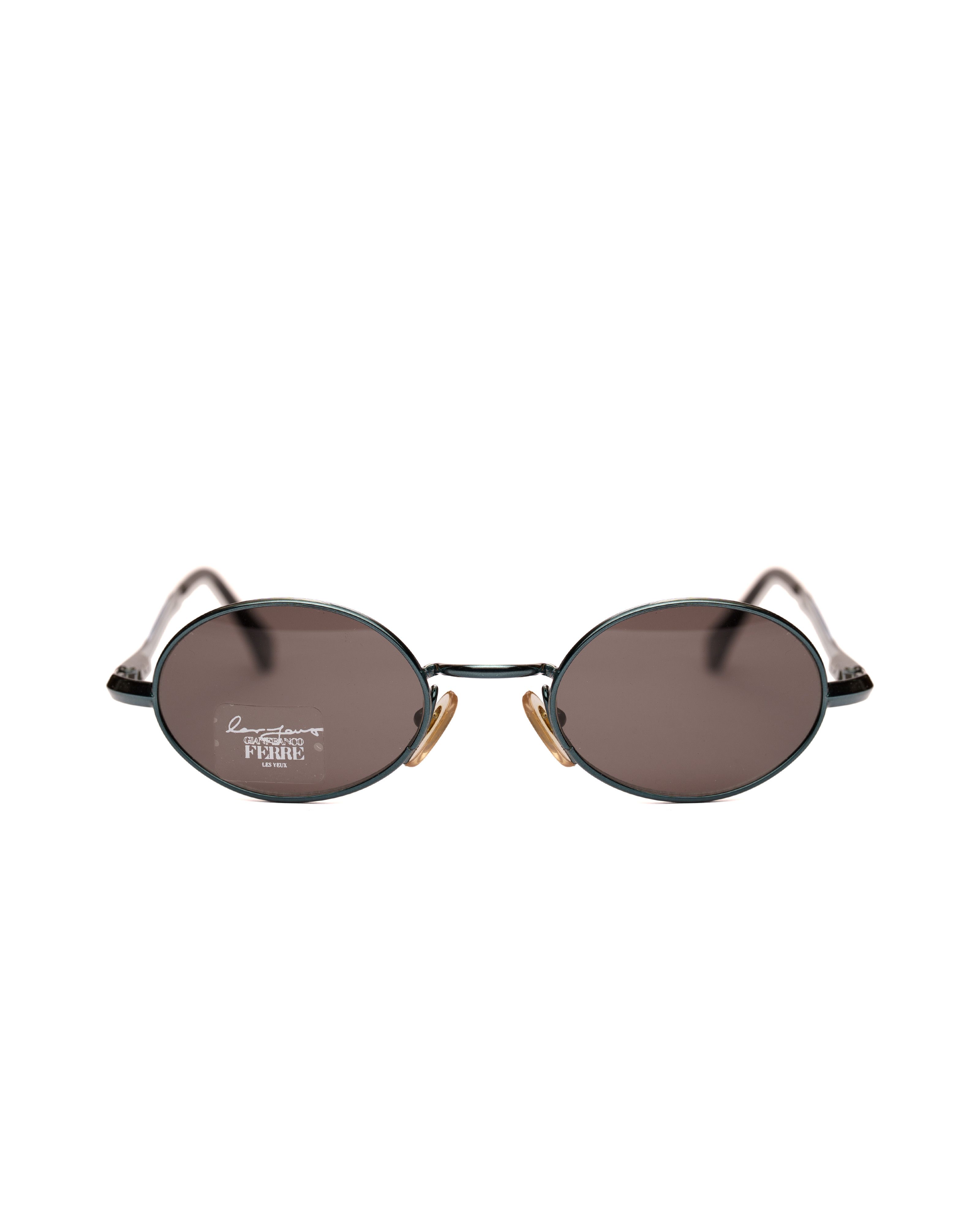 Gianfranco Ferre Gianfranco Ferre '90s Bottle Green Metal Oval Sunglasses Size ONE SIZE - 2 Thumbnail