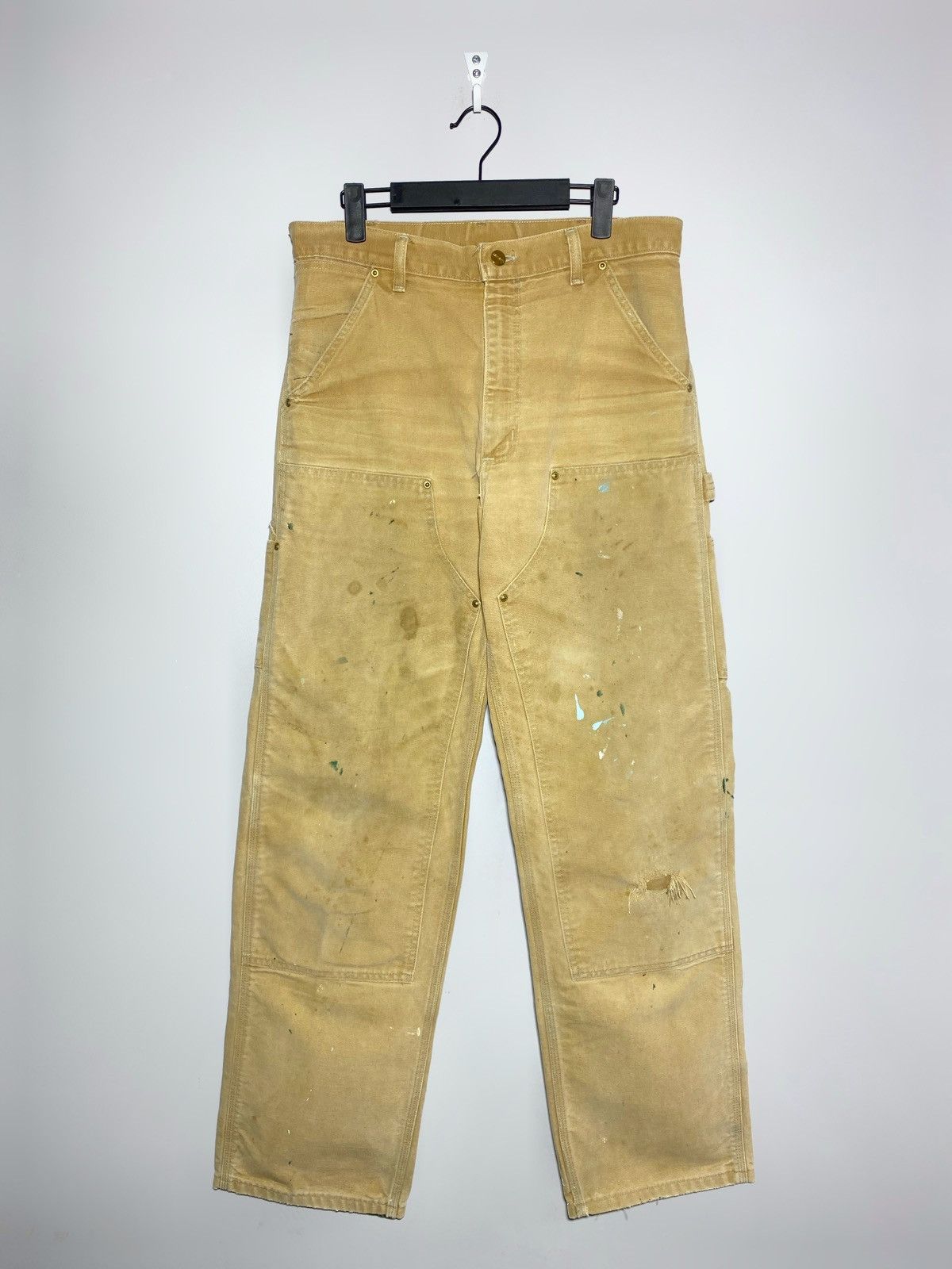 Carhartt Carhartt Vintage Double Knee Canvas Work Pants 33x34 Beige Size US 34 / EU 50 - 2 Thumbnail