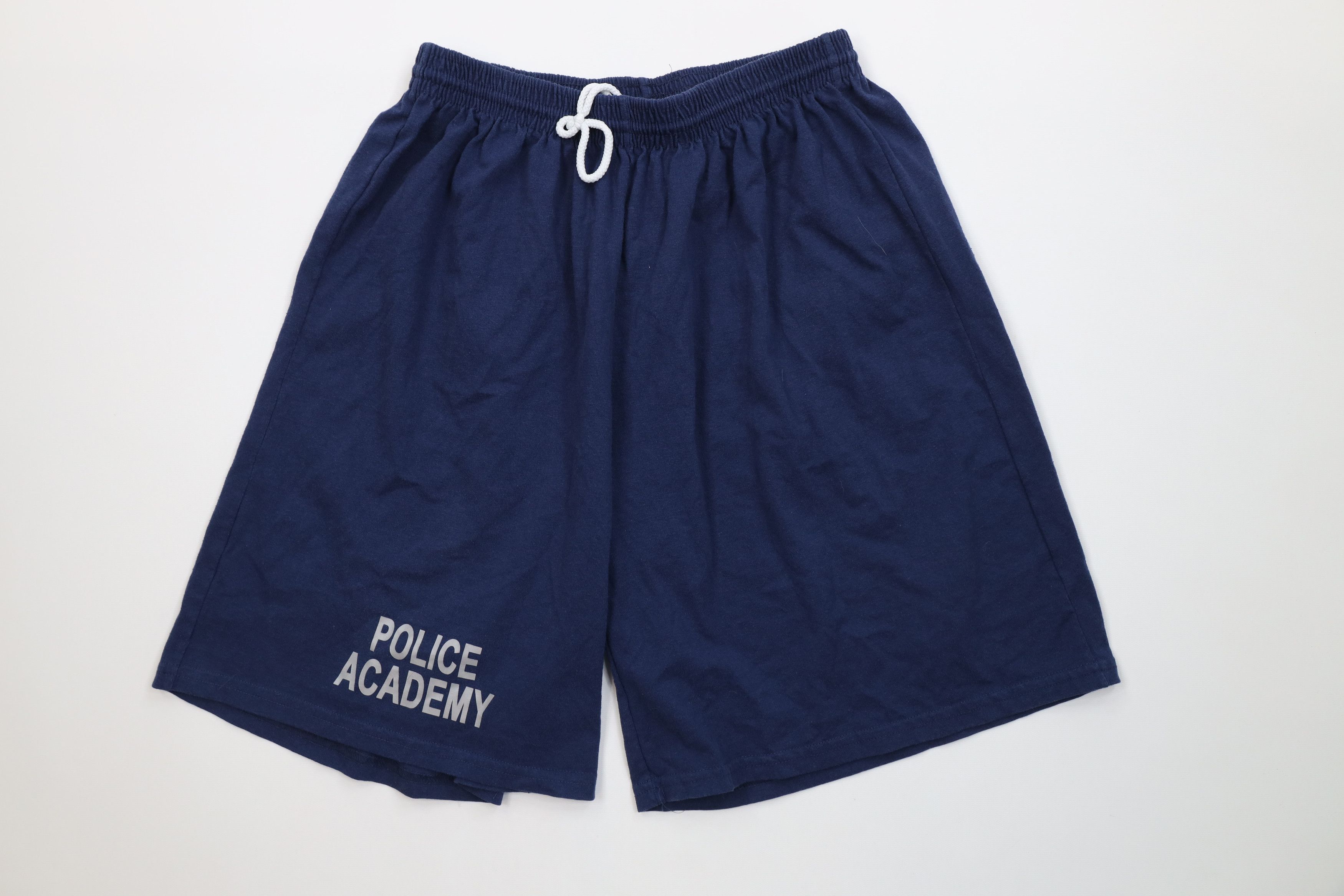 Vintage Vintage 90s Y2K Above Knee Police Academy Shorts Navy Blue Size US 34 / EU 50 - 1 Thumbnail