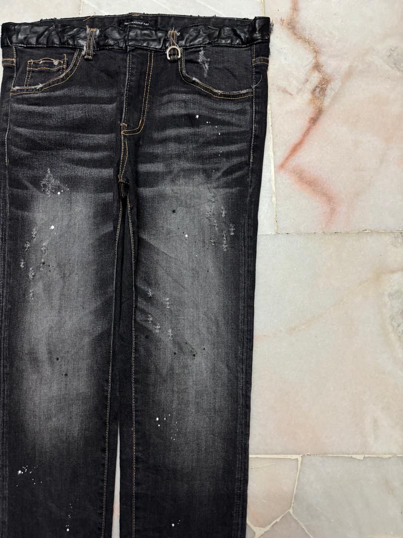 If Six Was Nine 💥SICK💥VINTAGE JAPANESE RAG JEANS INSANE MUDWASH BLACK DENIM Size US 31 - 5 Thumbnail