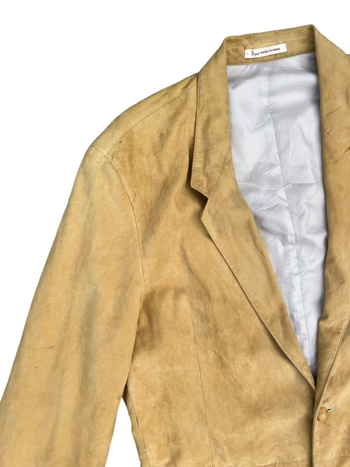 Mademoiselle Non Non Papas Japan Patina Suede Sheepskin Leather Blazer Jacket Size US L / EU 52-54 / 3 - 6 Thumbnail