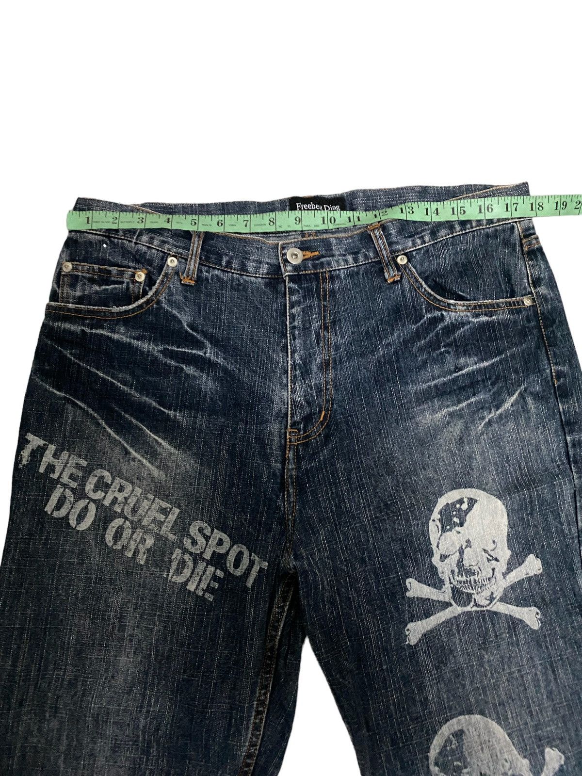 Japanese Brand × Vintage Offer‼️Vintage Freebeat Diag Distress Denim Jeans Size US 36 / EU 52 - 10 Thumbnail
