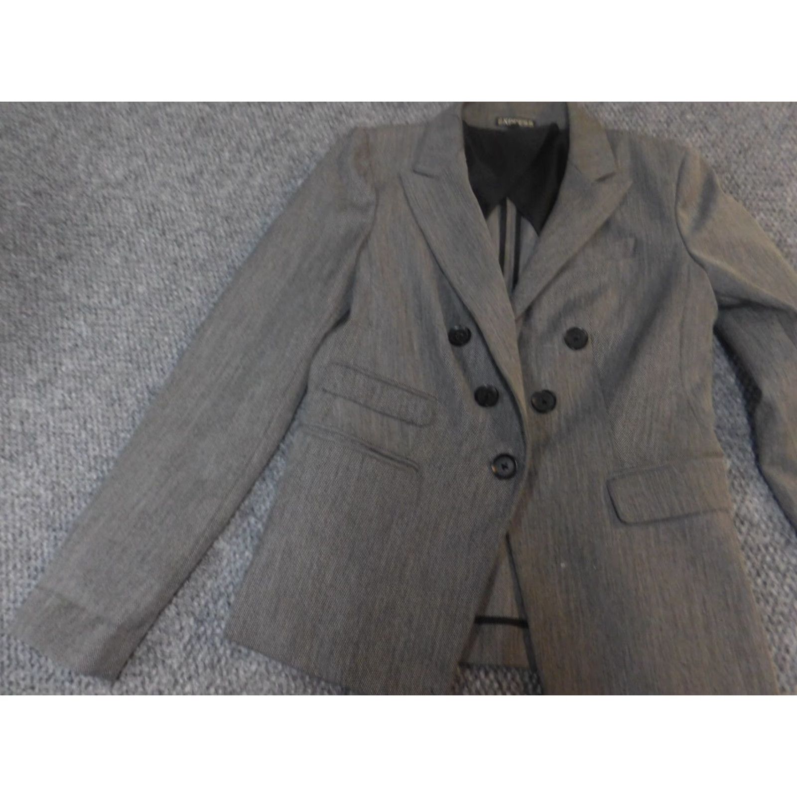 Express Express Blazer Womens 4 Gray Knit Polyester Button Classic Jacket Blazer Womens Regular Fall Spring Mens Girls Size S / US 4 / IT 40 - 3 Thumbnail